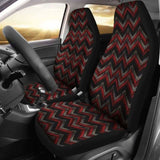 Red Gray And Black Chevron Ethnic Grungy Pattern Car Seat Covers 232125 - YourCarButBetter