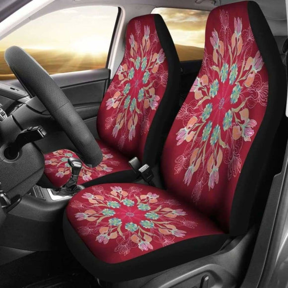 Red Mandala Flower Car Seat Covers 105905 - YourCarButBetter