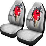 Red M&M Chocolate Car Seat Covers Car Accessories Decoration 094201 - YourCarButBetter