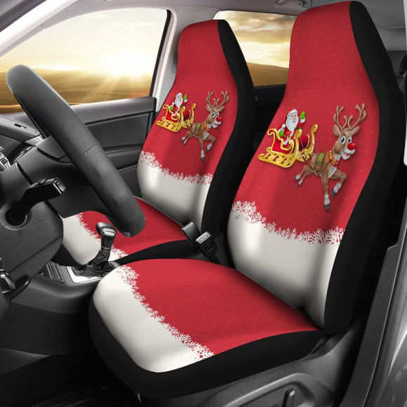 Red Nose Reindeer And Santa Claus Car Seat Covers 210601 - YourCarButBetter