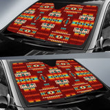 Red Pattern Native Auto Sun Shades 093223 - YourCarButBetter