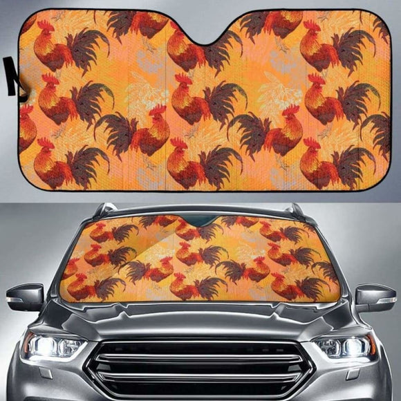 Red Rooster Chicken Cock Pattern Car Auto Sun Shades 085424 - YourCarButBetter