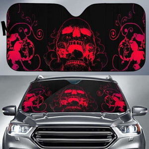 Red Skull Fire Auto Sun Shade 085424 - YourCarButBetter