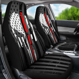 Red Thin Line Punisher Car Seat Covers Set Of 2 182417 - YourCarButBetter