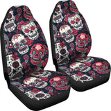 Red & White Sugar Skull Car Seat Covers 101819 - YourCarButBetter