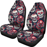 Red & White Sugar Skull Car Seat Covers 101819 - YourCarButBetter