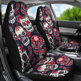 Red & White Sugar Skull Car Seat Covers 101819 - YourCarButBetter