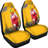 Red Yellow M&M Chocolate 1 Car Seat Covers Car Accessories Decoration 094201 - YourCarButBetter