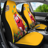 Red Yellow M&M Chocolate 1 Car Seat Covers Car Accessories Decoration 094201 - YourCarButBetter