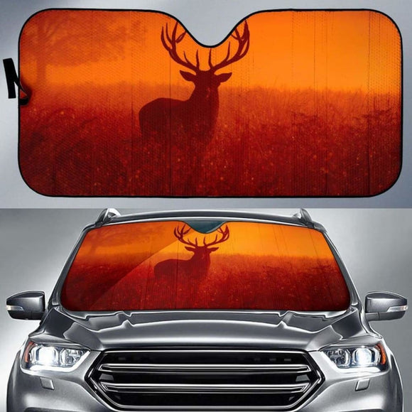 Reindeer Silhouette Foggy Mist 4K Car Sun Shade 172609 - YourCarButBetter