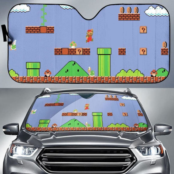 Retro Super Mario Xi Mural Auto Sun Shades Amazing 094201 - YourCarButBetter