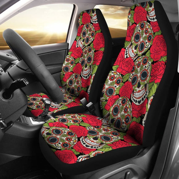 Rose Sugar Skull Car Seat Covers 101819 - YourCarButBetter