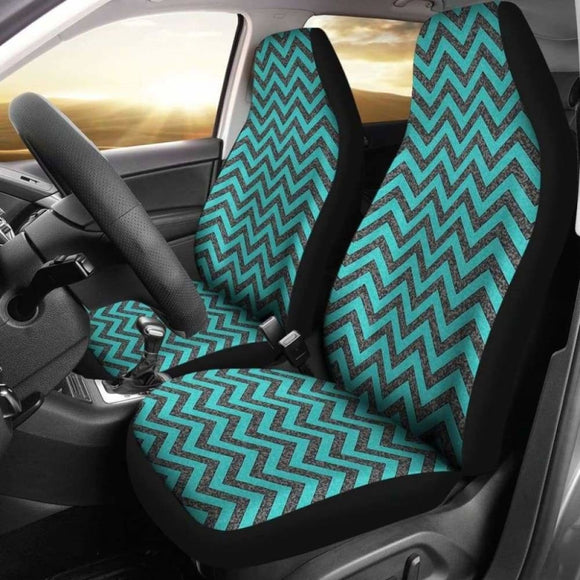 Rustic Teal And Gray Marble Chevron Car Seat Covers 110424 - YourCarButBetter