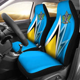 Saint Lucia Car Seat Cover - Flag With Coat Of Arms - 25 105905 - YourCarButBetter