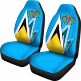 Saint Lucia Car Seat Cover - Flag With Coat Of Arms - 25 105905 - YourCarButBetter