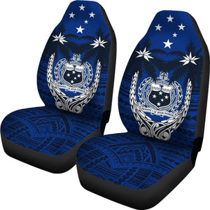 Samoa Car Seat Covers - Samoa Coat Of Arms Cocout Tree (Blue) - 093223 - YourCarButBetter
