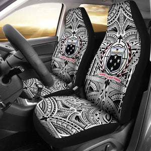 Samoa Car Seat Covers Polynesian Samoa Coat Of Arms White And Black 174914 - YourCarButBetter