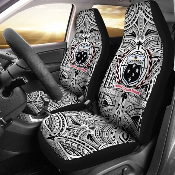 Samoa Car Seat Covers Polynesian Samoa Coat Of Arms White And Black 174914 - YourCarButBetter