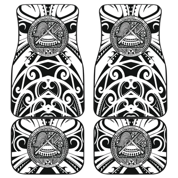 Samoa Custom Tatau White Patterns Car Floor Mats 211904 - YourCarButBetter