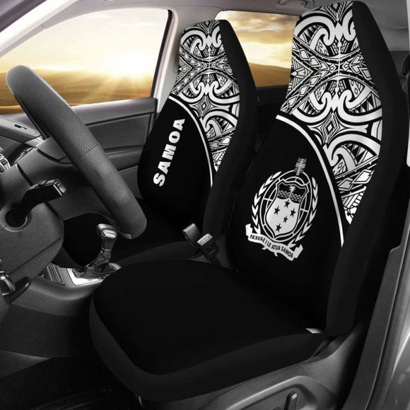 Samoa Polynesian Car Seat Covers - Black Curve - 105905 - YourCarButBetter