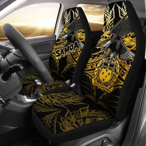 Samoa Polynesian Car Seat Covers - Eagle Tribal Pattern Yellow - 110424 - YourCarButBetter