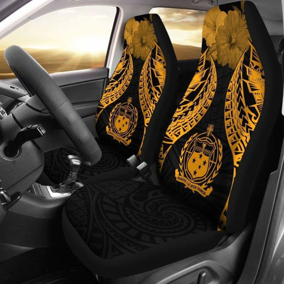 Samoa Polynesian Car Seat Covers Pride Seal And Hibiscus Gold - 232125 - YourCarButBetter