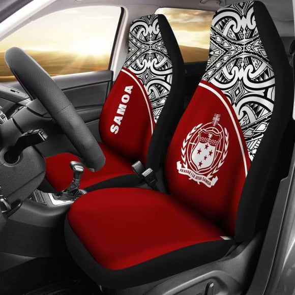 Samoa Polynesian Car Seat Covers - Red Curve - 105905 - YourCarButBetter