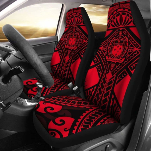 Samoa Polynesian Car Seat Covers - Samoa Red Seal With Polynesian Tattoo - 174914 - YourCarButBetter