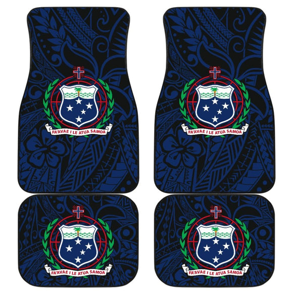 Samoa Seal In Polynesian Tattoo Blue Style Car Floor Mats 211904 - YourCarButBetter