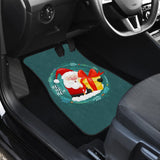 Santa Claus Ho Ho Ho Blue Theme Xmas Car Floor Mats 211603 - YourCarButBetter