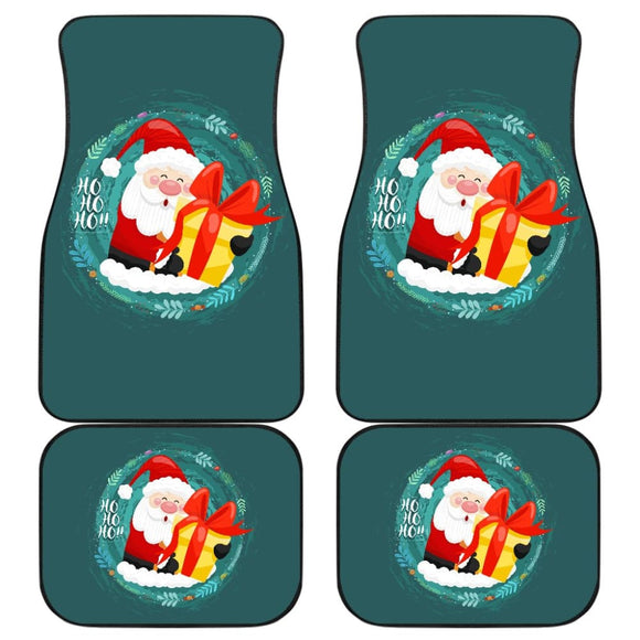 Santa Claus Ho Ho Ho Blue Theme Xmas Car Floor Mats 211603 - YourCarButBetter