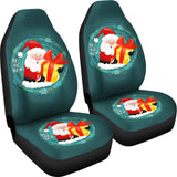Santa Claus Ho Ho Ho Blue Theme Xmas Car Seat Covers 211603