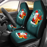 Santa Claus Ho Ho Ho Blue Theme Xmas Car Seat Covers 211603