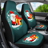 Santa Claus Ho Ho Ho Blue Theme Xmas Car Seat Covers 211603