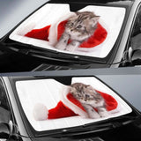 Santa Hat Cute Kitten Hd 5K Car Sun Shade 103406 - YourCarButBetter