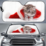 Santa Hat Cute Kitten Hd 5K Car Sun Shade 103406 - YourCarButBetter