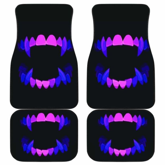 Scary Teeth Blue Neon Color Car Floor Mats 153908 - YourCarButBetter