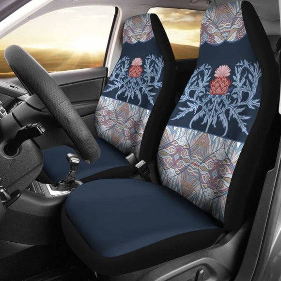 Scotland Car Seat Covers Thistle Navy 550317 - YourCarButBetter