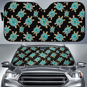 Sea Turtle Blue Stone Pattern Car Auto Sun Shades 104020 - YourCarButBetter