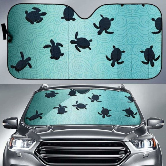 Sea Turtle With Blue Ocean Backgroud Car Auto Sun Shades 104020 - YourCarButBetter