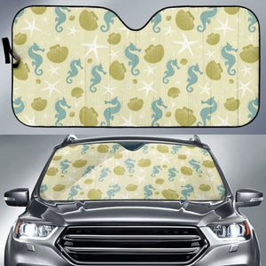 Seahorse Shell Starfish Pattern Background Car Auto Sun Shades 460402 - YourCarButBetter