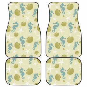 Seahorse Shell Starfish Pattern Background Front And Back Car Mats 174914 - YourCarButBetter