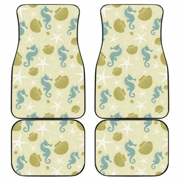 Seahorse Shell Starfish Pattern Background Front And Back Car Mats 174914 - YourCarButBetter