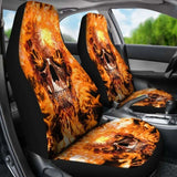 Set 2 Flaming Fire Skull Gothic Skull Car Seat Covers 172727 - YourCarButBetter