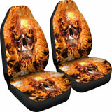 Set 2 Flaming Fire Skull Gothic Skull Car Seat Covers 172727 - YourCarButBetter