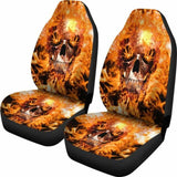 Set 2 Flaming Fire Skull Gothic Skull Car Seat Covers 172727 - YourCarButBetter