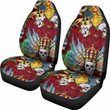 Set 2 King Skull Gothic Seat Cover Sugar Skulls 101207 - YourCarButBetter