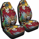 Set 2 King Skull Gothic Seat Cover Sugar Skulls 101207 - YourCarButBetter