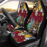 Set 2 King Skull Gothic Seat Cover Sugar Skulls 101207 - YourCarButBetter