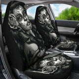 Set 2 Pcs Beautiful Girl Seat Cover Sugar Skulls 101207 - YourCarButBetter